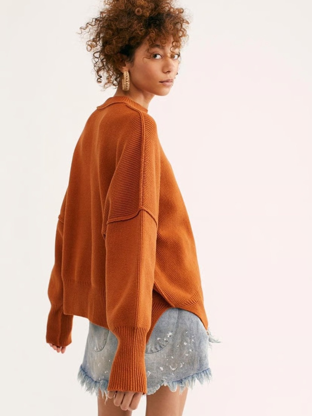 Free People Easy Street Orange Sweater XS